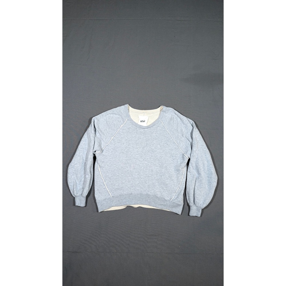 Aerie Womens XS Blue Raglan Exposed Seam Textured Lining Crewneck Sweatshirt